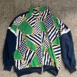 Multi pattern zip up windbreaker